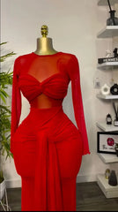 Cyflymder Women Mesh See Though Long Sleeve Maxi Bowknot Long Dress 2025 Evening Sexy Club Party Evening High Street Dresses