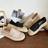 Cyflymder Shoes Black Flats Slip-on Tennis Female Ladies' Footwear Autumn Slip On Breathable Dress Fall Fisherman Fabric Lace Shoes Woman