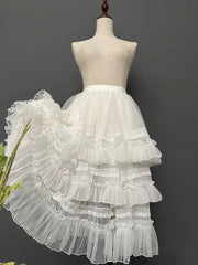Cyflymder Gorgeous Lolita Dress Light Flower Wedding JSK Skirt Lining Heavy Industry Lace Cake Fluffy Mesh Cover Up Skirt