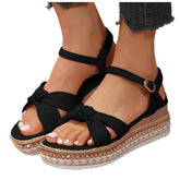 Cyflymder Women Fashion Platform Sandals Peep Toe Wedges Gladiator Sandals Woman Vintage Non-Slip Thick Soled Beach Shoes Plus Size 42