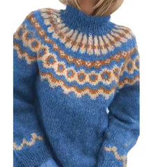 Cyflymder Elegant Knitted Turtleneck Sweater Women Autumn Winter Casual Warm Geometry Stripes Jumpers Female Office Sweet Style Loose Tops