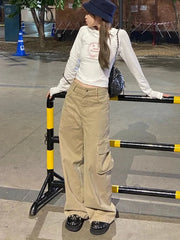 Cyflymder Y2K Wide Leg Jeans Women American Retro Workwear Pants High Waisted Spicy Girl Style Straight Leg Loose Fit Slimming Casual