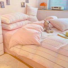 Cyflymder Class A 60S Pure Cotton Bedding Sets Jacquard Cotton Skin Friendly Comforter Set Girl Style Duvet Cover Set for Queen King Size