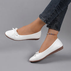 Cyflymder Women's Bowknot Decor Comfort Ballet Flat Shoes Spring Trend Comfort Woman Non Slip Casual Soft-soled Shoes