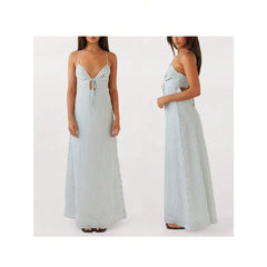 Cyflymder【New style】Womens Summer Long Dress Sleeveless Spaghetti Strap Tie-Up Front Loose Dress Back Cutout Dress