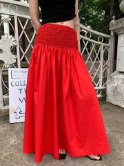 Cyflymder New French Retro Temperament Red High Waist A Word Skirt Women's Long Skirt