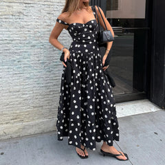 Cyflymder Elegant Polka Dot A-Line Dress Casual Sleeveless Slim-Fitting Dresses Women Fashion Streetwear Party Vestidos Summer
