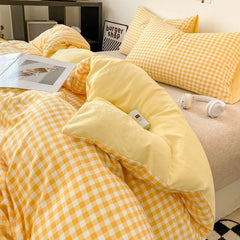 Cyflymder 4pcs Skin-friendly Quilt Cover Plaid Style Duvet Covers Double Side Bed Cover постельное белье Home Comforter Covers