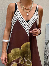 Cyflymder Vintage Women V Neck Sleeveless Holiday Dress Casual Off Shoulder Hollow Swing Beach Dress Loose Suspender Summer Bohemian Dress