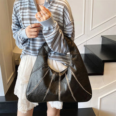 Cyflymder Fashionable Women s Shoulder Bag with Zipper Closure and Stylish Contrast Color Stitching Elegant Handbag Design