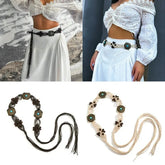 Cyflymder Hot Versatile Woven Belt Bohemian Waist Decoration Ethnic Style Belt Women's Belt Decoration Dress Casual Chain Waist