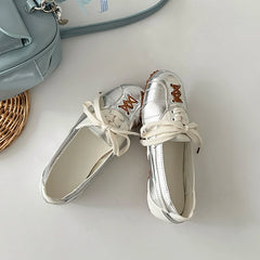 Cyflymder Korean Style Women's Ballet Slippers 2025 Autumn New Design Sensibility Flat Bottom Tied Shoes Adult Color Block Style