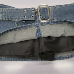 Cyflymder Women's Large Breasted Ultra Short Sexy Denim Skirt Cool Girl Vintage Fashion Summer Female Low Waist Slimming Mini Skirts