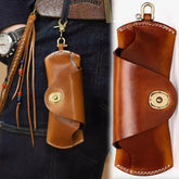 Cyflymder Vintage Business Style Leather Eye Glasses Case Portable Eyeglass Holder with Lanyard for Men/Women Sunglasses Box Storage Bag