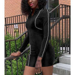 Cyflymder Reflective Rompers Woman Skinny Fitness Gym Workout Sportwear Long Sleeve Stand Collar Zipper Playsuit 32013