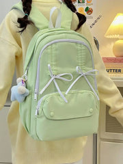 Cyflymder Bow Sweet Backpack for Students Japanese Style Large Capacity Commuting Class Backpacks