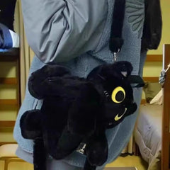Cyflymder Kawaii Plush Cute Soft Cat Black Backpack Woman New Harajuku Aesthetic Animal Mini Backpacks Hot Girls School Shoulder Bags Y2k