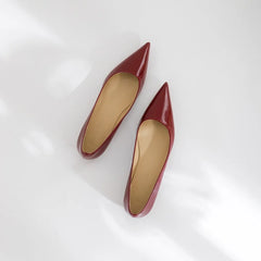 Cyflymder Women Shoes Temperament Pointed Shallow Mouth Single Shoes Low Heel Flat Bottom Inner Height Increasing Shoes Women Red Heels