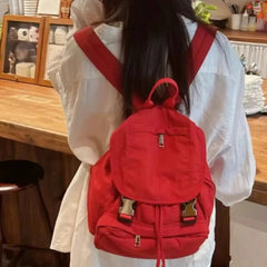 Cyflymder Korean Casual Preppy Backpacks Sweet Y2k Aesthetic Women Schoolbags All Match Ins Simple Fashion Backpack for College Students