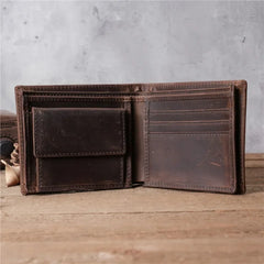 Cyflymder Genuine Leather Men's Wallet Short Money Clip Soft Leather Purse for Man Buckle Multi Card Position Zippe Wallet Men
