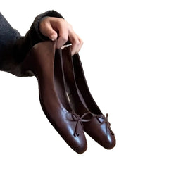 Cyflymder Retro Bow Round Toe Loafers Shoes Women Shallow Mouth Spring New Item Niche Soft Soled Women's Singles Shoes
