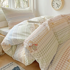 Cyflymder Pure Cotton Printed Student Bedding Set Single Queen Skin Friendly Bed Linens Skin Friendly Soft Comforter Set for All Seasons