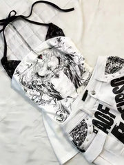 Cyflymder Y2k Halter T-shirt Gothic Punk Streetwear Crop Top Vintage Summer Aesthetic Harajuku 2000s Slim Woman Clothes Backless Print Tee