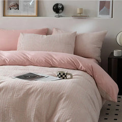 Cyflymder Nordic Style Pure Cotton Jacquard Bedding Set Super Soft Skin Friendly Striped Duvet Cover Kit Adult Home Bedclothes for Seasons