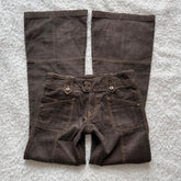 Cyflymder Y2K Brown Flared Jeans Womens Clothing Goth Retro Multi Pockets Low Rise Denim Trousers Harajuku Hot Girl Sexy Slim Jean Pants
