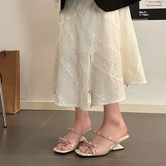 Cyflymder On A Wedge Butterfly-Knot Female Shoes Slippers Heels Slides 2025 High Summer Butterfly-knot Scandals Sweet Butterfly-Knot Slipp