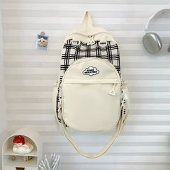 Cyflymder Y2k Aesthetic Contrast Color Plaid Schoolbags Women Preppy Kawaii All Match Ita Bags Transparent High-capacity Student Backpacks