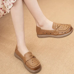 Cyflymder Summer Women Loafers Genuine Leather Comfort Flat Mother Shoes Female Footwear Slip-On Women's Flats Comfortable Handmade Shoes