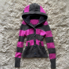 Cyflymder Hotsweet Y2k Knitted sweater Stripe Harajuku Punk Knitt Clothes Streetwear Vintage vibe Pullover Fashion Gothic Top Subculture