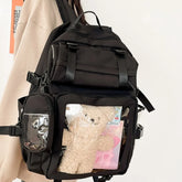 Cyflymder Transparent Vintage Pockets Students Backpacks Y2k Aesthetic Women Casual All Match Schoolbags Korean Trendy Streetwear Ita Bags