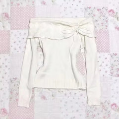 Cyflymder Fashion American Vintage Slash Neck Knitted Sweaters Y2k Solid Simple French Streetwear Pullover Casual Autumn Women Clothes