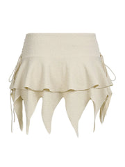 Cyflymder Summer Solid Color Gothic Mini Skirt Women Drawstring Elastic Band Short Y2K Skirt Irregular Hem Streetwear