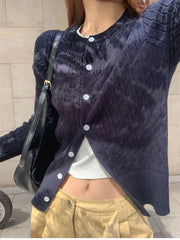 Cyflymder All Match Simple O Neck Sing Breasted Knitted Cardiagn Y2k French Spring Autumn Casual Twist Lazy Sweater Harajuku Sweet Jumper