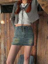 Cyflymder Women's High Waisted Retro Blue A-line Denim Skirt Cool Girl Vintage Fashion Summer Female Street Style Fashion Shorts Skirts