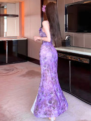 Cyflymder Dresses Women Lace Patchwork Mesh Sleeveless Vintage Sexy Slim Floral Printed Temperament Elegant Dress Party Female