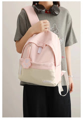 Cyflymder Contrast Color Patchwork Simple College Students Backpack Sweet Y2k Aesthetic Casual Schoolbags Women All Match Chic Schoolbags