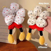 Cyflymder New Cartoon Flowers Polka Dots Scrunchie Hair Ring Large Intestine Cute Hair Rope Hairband for Woman Girls Hair Accessories
