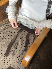 Cyflymder Autumn Sweet High Waist All Match Polka Dot Pleated A-LINE Mid-length Skirts