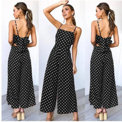Cyflymder Polka Dot Women's One-Piece Wide Leg Pants High Waist Street Sle Polyester Fiber Spring Collection