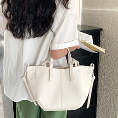 Cyflymder Korean version of soft pu leather wing totes bag new solid color shoulder bag for women large capacity commuting hand bags