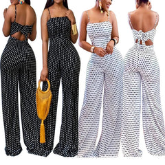 Cyflymder Women's High-Waist Long Pants Jumpsuit with Belt Speled Print Wrap Chest Sling Casual Comfortable One-Piece Suit