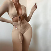 Cyflymder New Women's Fashionable Amazon Cross-Border Sexy Tight Jumpsuit With Exposed Belly Solid Color Short Bibs Jumpsuit