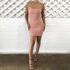Cyflymder Women‘s Dresses Summer Sexy Suspender Pleated Buttocks Nightclub Dress Beach Skirt Sexy Party Dress Versatile Dress