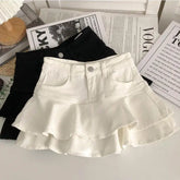 Cyflymder Girls Skirt New Fashionable Spring and Summer Elastic Waist Casual Simple Solid Color Sweet Girls Mini Skirts