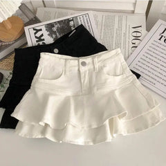 Cyflymder Girls Skirt New Fashionable Spring and Summer Elastic Waist Casual Simple Solid Color Sweet Girls Mini Skirts