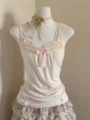 Cyflymder Harajuku Y2K Lolita 2 Piece Outfits Women Cute Lace Tops and A Line Floral Skirt Sets Japanese Sweet Vintage Party Wear